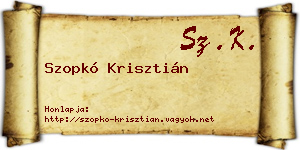 Szopkó Krisztián névjegykártya
